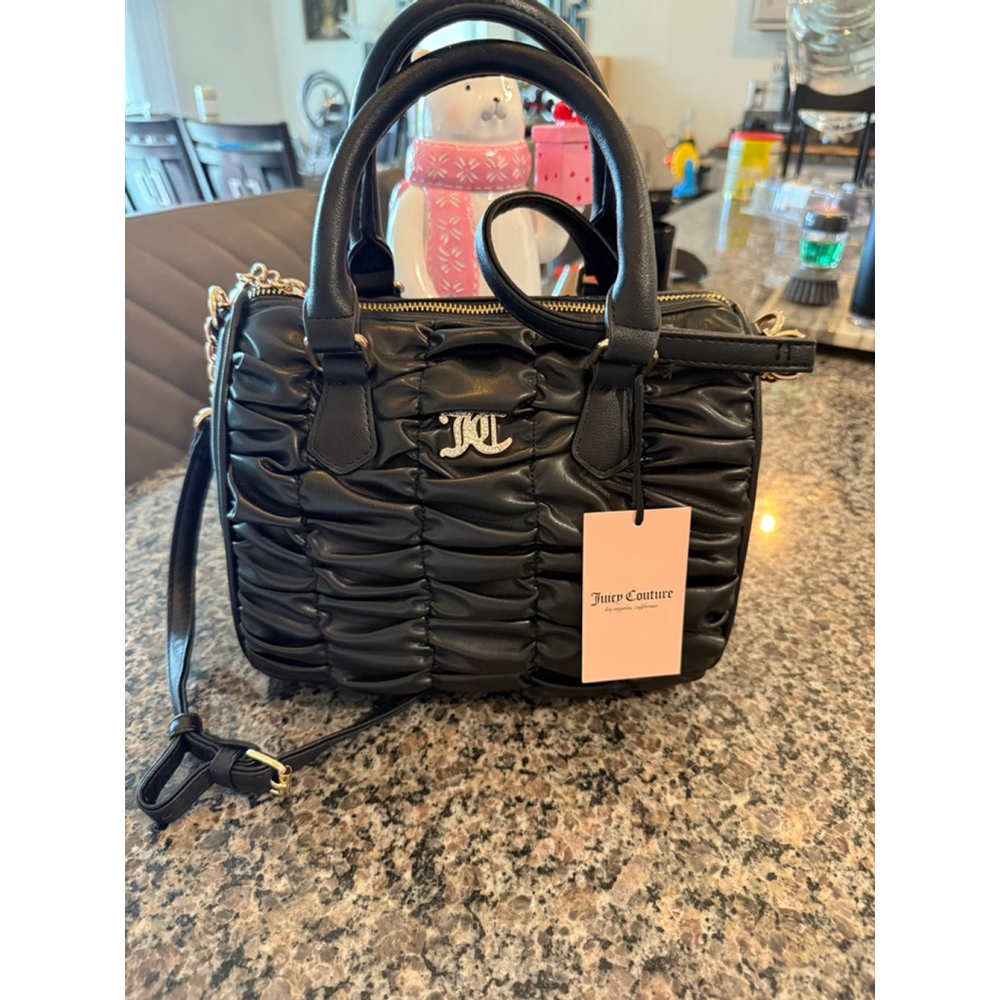 Women's Juicy Couture Black Ruched Satchel One Size